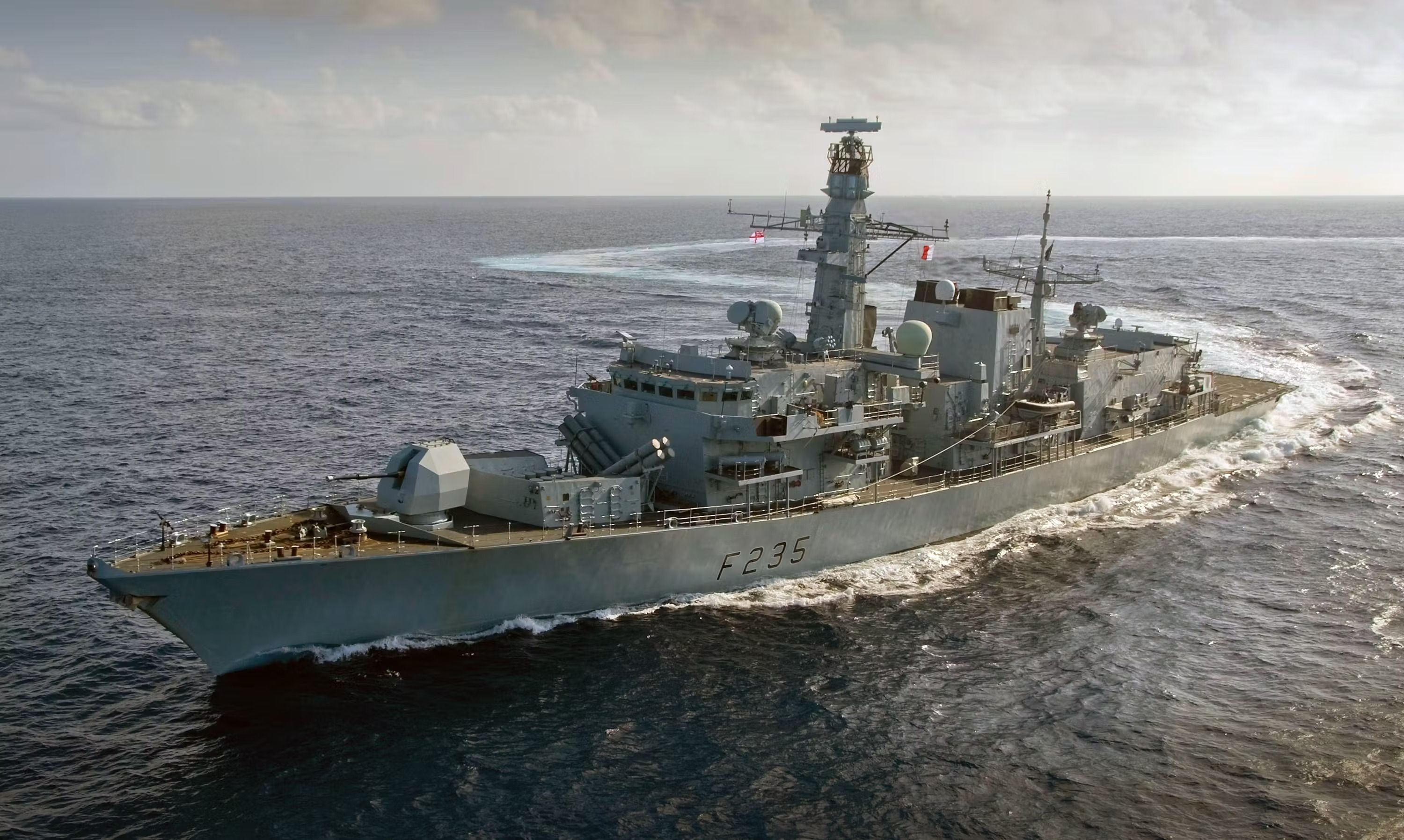 Royal Navy Type-23 "Duke"-class frigate HMS Monmouth sails